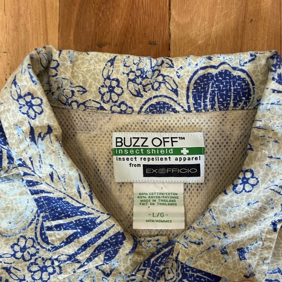 Ex Officio Buzz Off Insect Shield short sleeve button down. Floral. Fishing. EUC - Picture 4 of 10